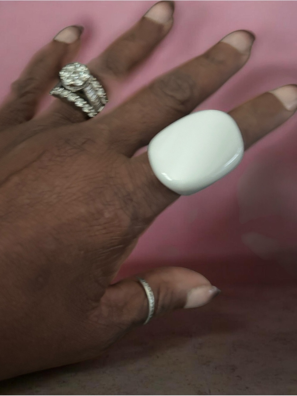 White Statement Resin Dome Ring - Women Jewelry